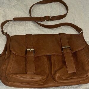 Classic Brown Crossbody Bag with Front Pockets